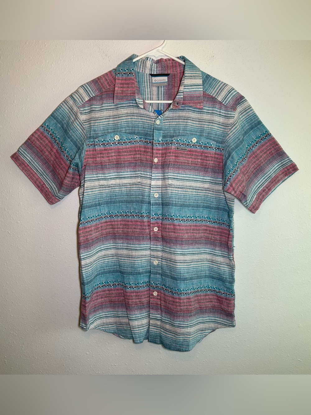 Columbia Short Sleeve Button Shirt Men’s S Hemp Cotton Tropical Beach Coast NEW